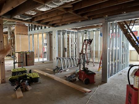 Photo of construction progress in La Habra Library