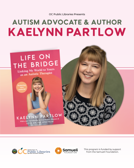 Graphic that states Author Kaelynn Partlow with her headshot and her book "Life on the Bridge"